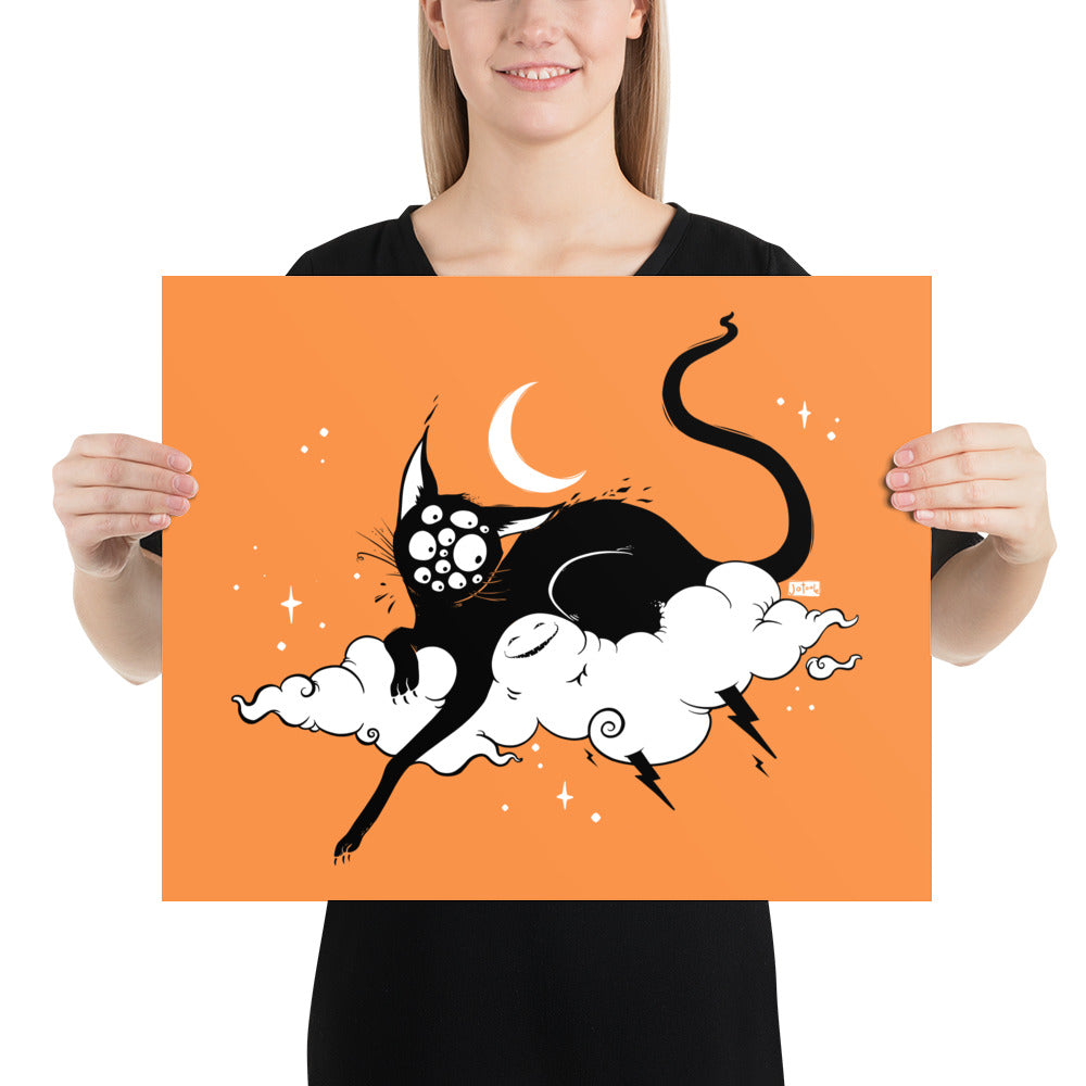 Black Cat and Moon' Art Print