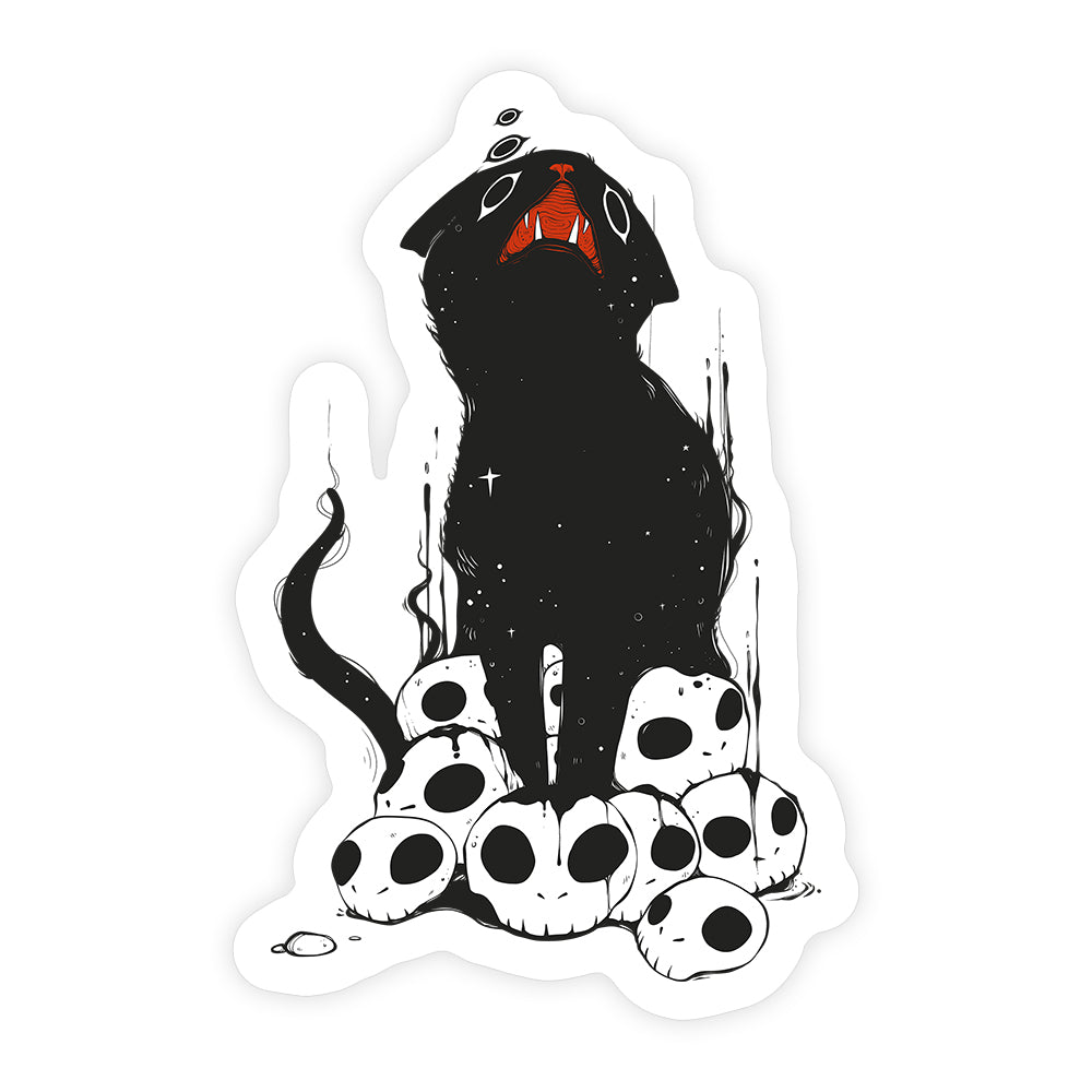 Black Cat On Skulls 2, Vinyl Sticker