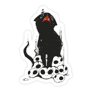 Black Cat On Skulls 2, Vinyl Sticker