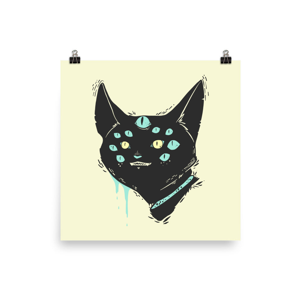 Many-Eyed Cat Monster Matte Art Print