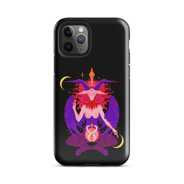 Baphomet tough case for iPhone® featuring vibrant original illustration and durable dual-layer design.