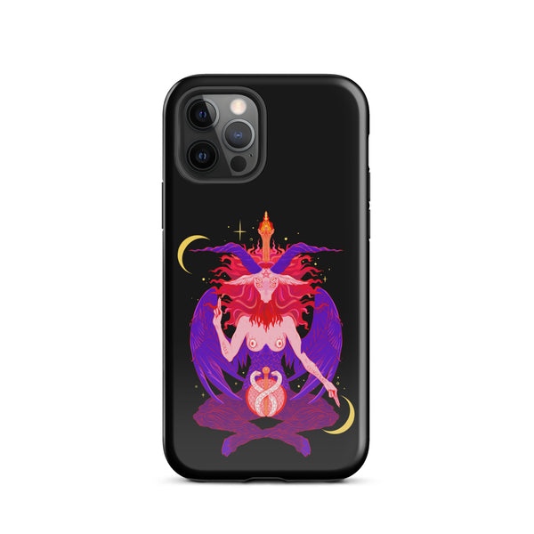 Baphomet tough case for iPhone® featuring original illustration with vibrant colors and dual-layer protection.