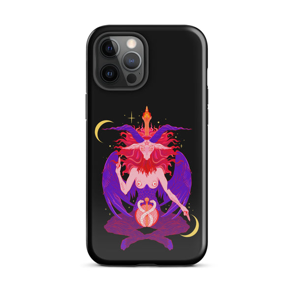 Baphomet tough case for iPhone® featuring original illustration with vibrant colors and detailed design. Durable dual-layer protection.