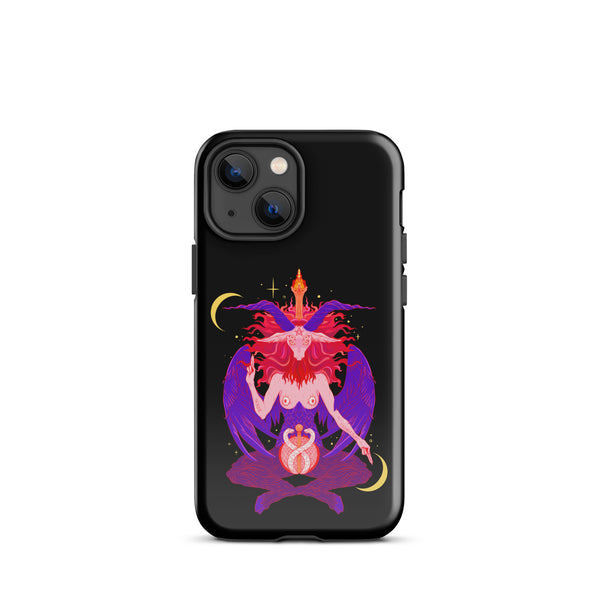 Baphomet iPhone® tough case featuring original illustration with vibrant colors and dual-layer impact protection.