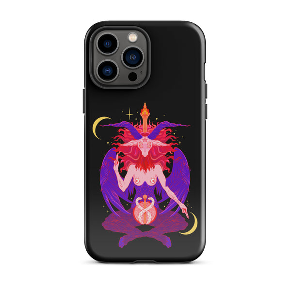 Baphomet tough case for iPhone® featuring original illustration, impact-resistant polycarbonate shell, and TPU lining.