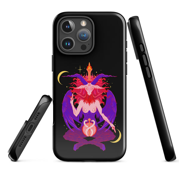 Baphomet tough case for iPhone® featuring original illustration, durable polycarbonate and TPU design for impact protection.