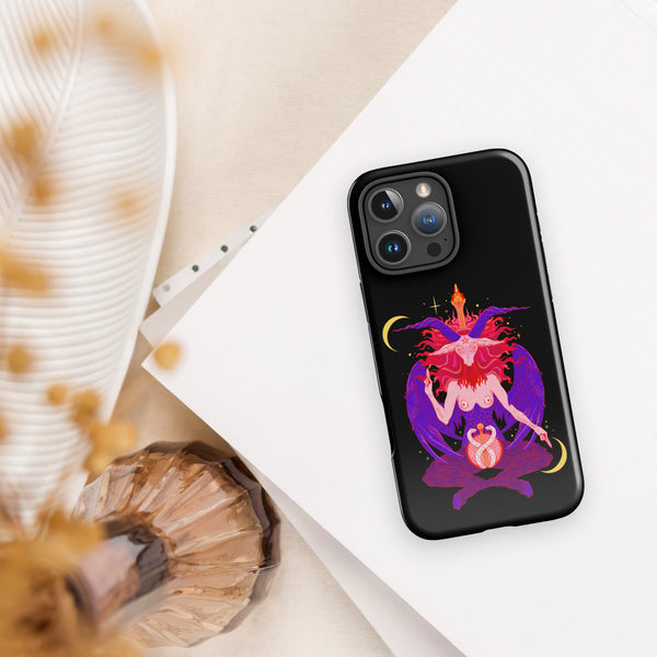 Baphomet tough case for iPhone® featuring original illustration, durable dual-layer design with polycarbonate and TPU materials.