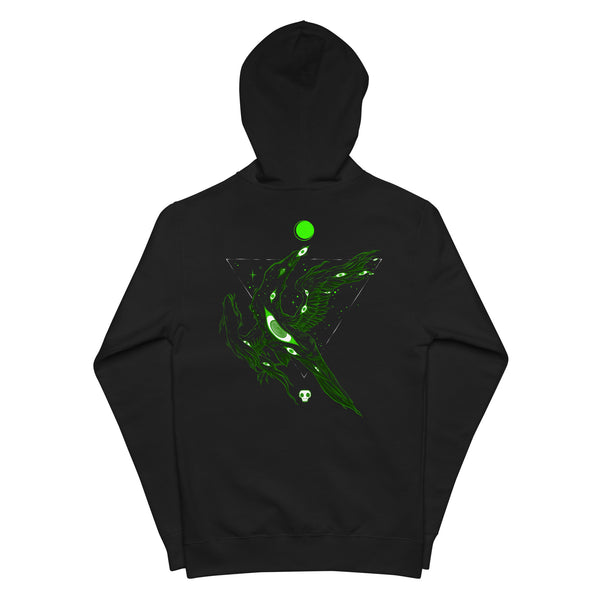 Green Crow, Unisex Fleece Zip-Up Hoodie