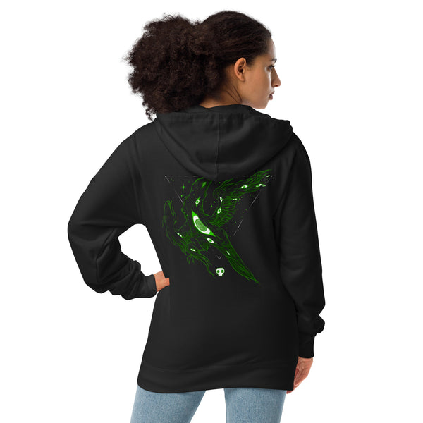 Green Crow, Unisex Fleece Zip-Up Hoodie