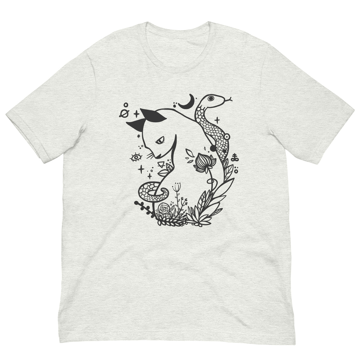 Cat And Snake T-Shirt, Unisex Graphic Shirt On Ash White – CellsDividing