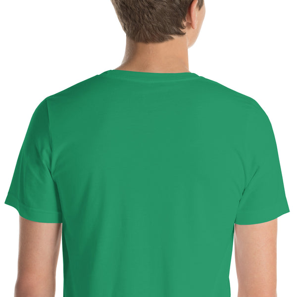 Unisex green t-shirt back view showing soft fabric and comfortable fit