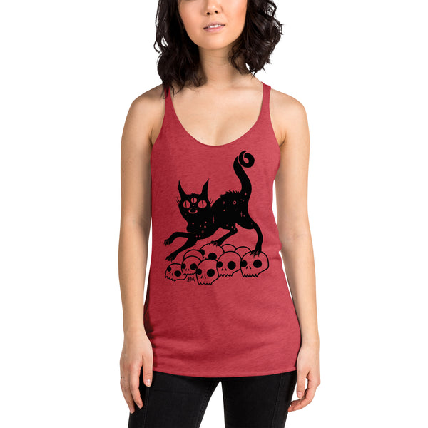 Cat On Skulls, Racerback Tank Top