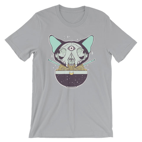 Cat Skull Third Eye Ramen Noodles Unisex T-Shirt, Anime Manga Art