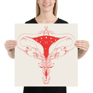 Snake Uterus Lilith, Outlines, Matte Art Print Poster